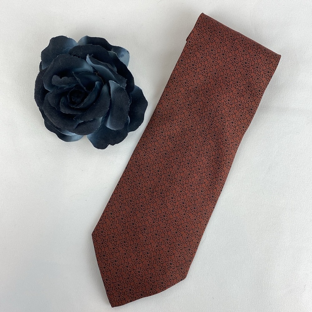 Giorgio Armani Vintage 100% Silk Brown & Black Print Men’s Tie